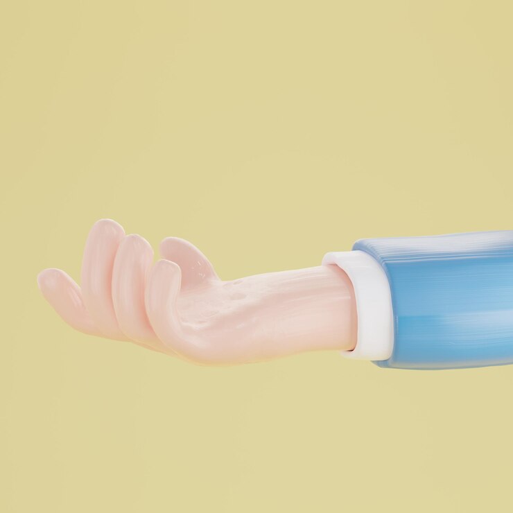 PSD mano sujetando aislado sobre fondo amarillo 3d rendering