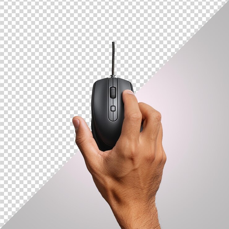 PSD mano sul mouse del computer png