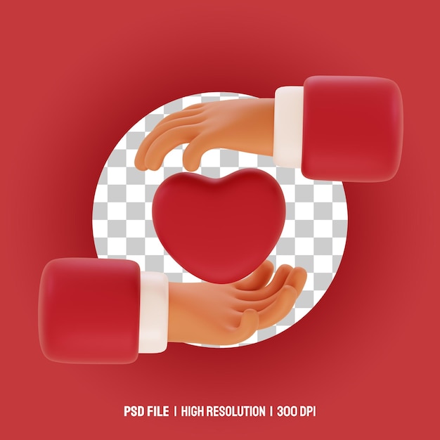mano, tenencia, corazón, 3d, ilustración