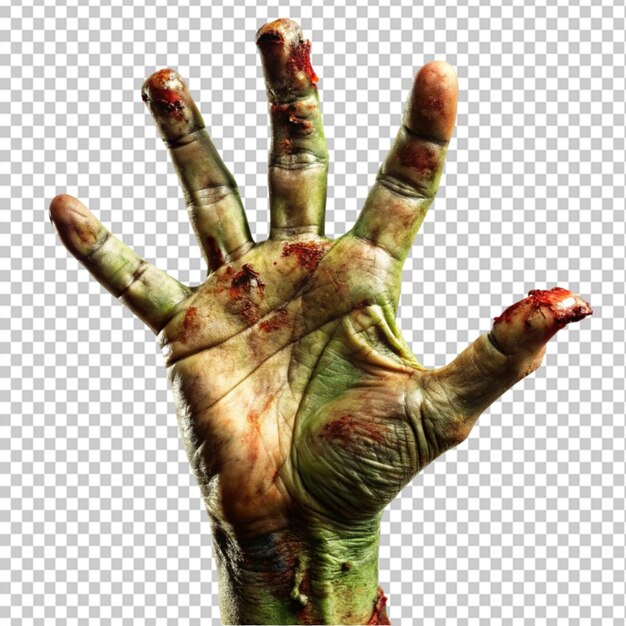 La mano de zombi en un fondo transparente