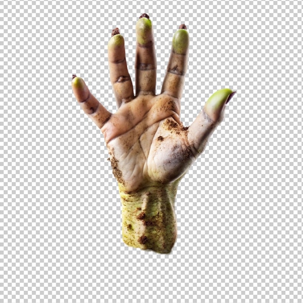 La mano de zombi saliendo de la tierra
