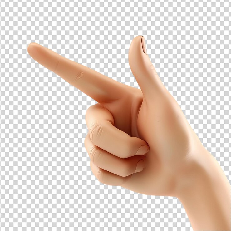 PSD manos 3d de dibujos animados apuntando a la pantalla táctil o presionando el botón en un fondo transparente