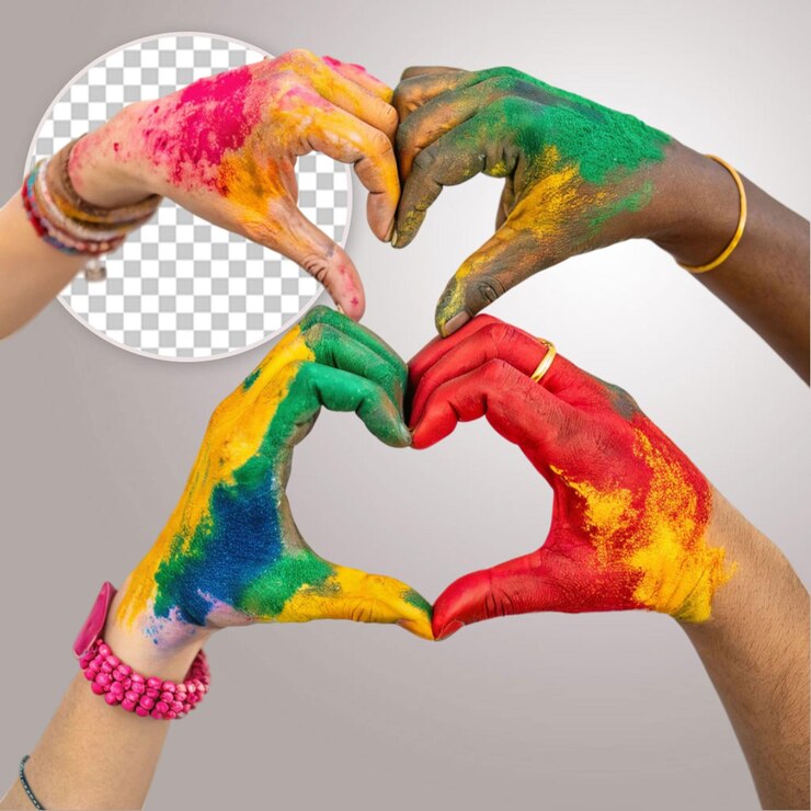 PSD las manos coloridas forman un corazón