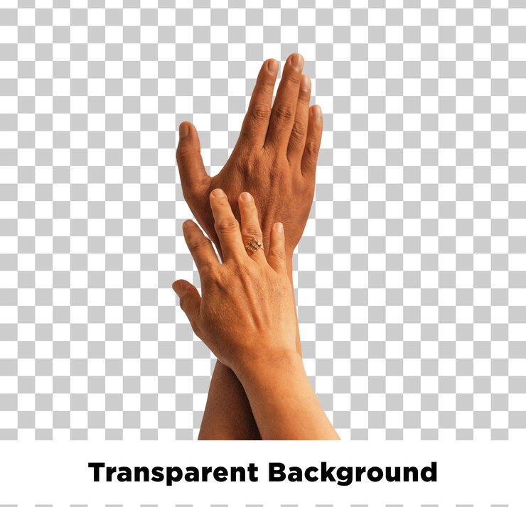 PSD las manos en contacto con el fondo transparente
