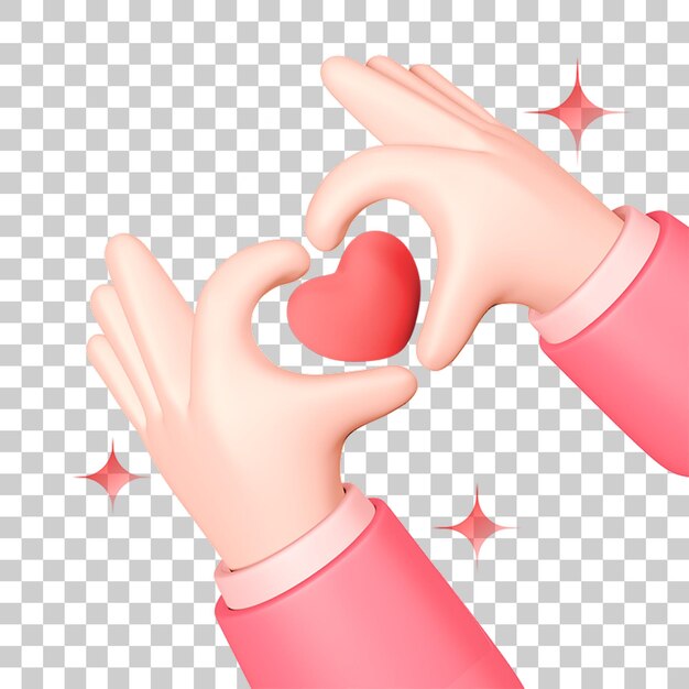 Las manos del corazón en 3D