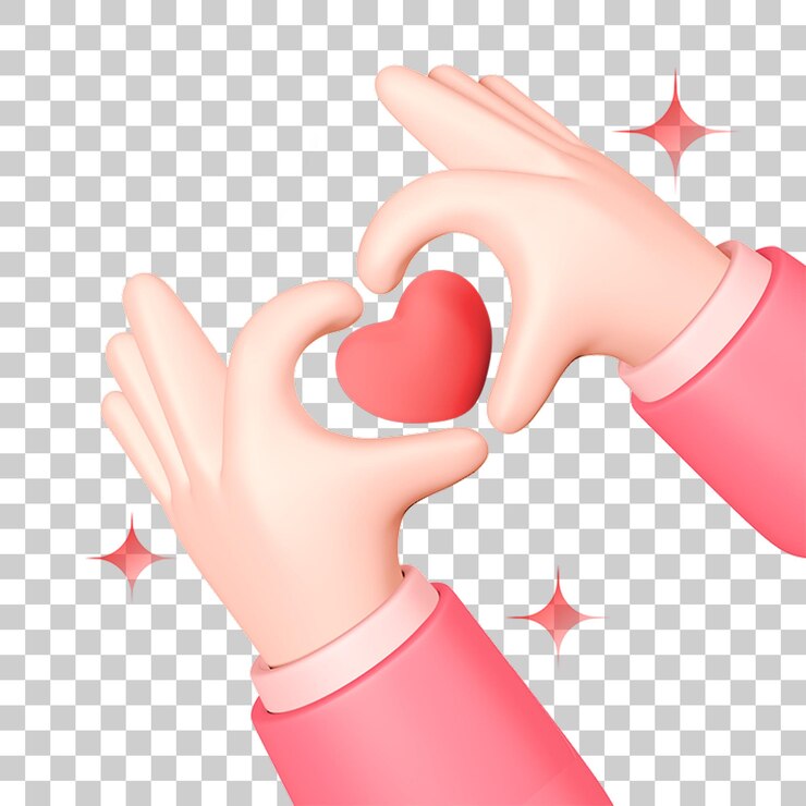 PSD las manos del corazón en 3d