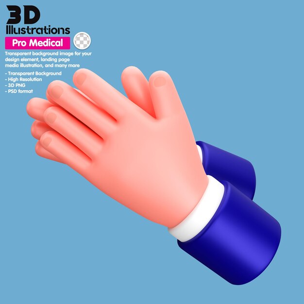 Manos de icono de ilustración 3D