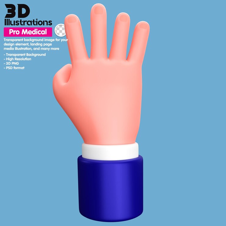 PSD manos de icono de ilustración 3d