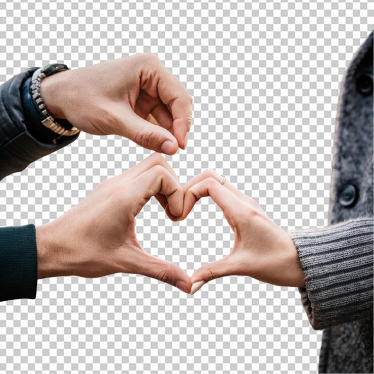 PSD manos mostrando el signo de amor en un barco de corazón