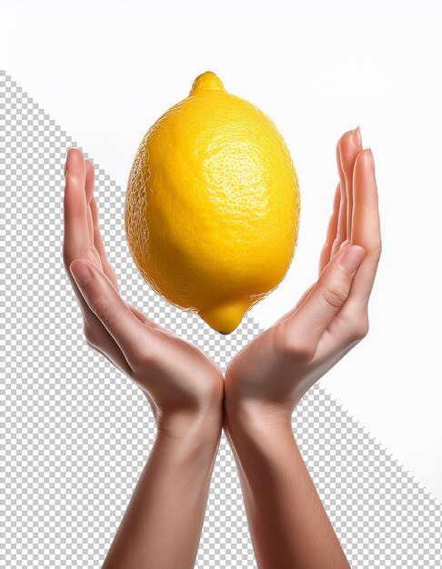Las manos de las mujeres sosteniendo un limón fresco