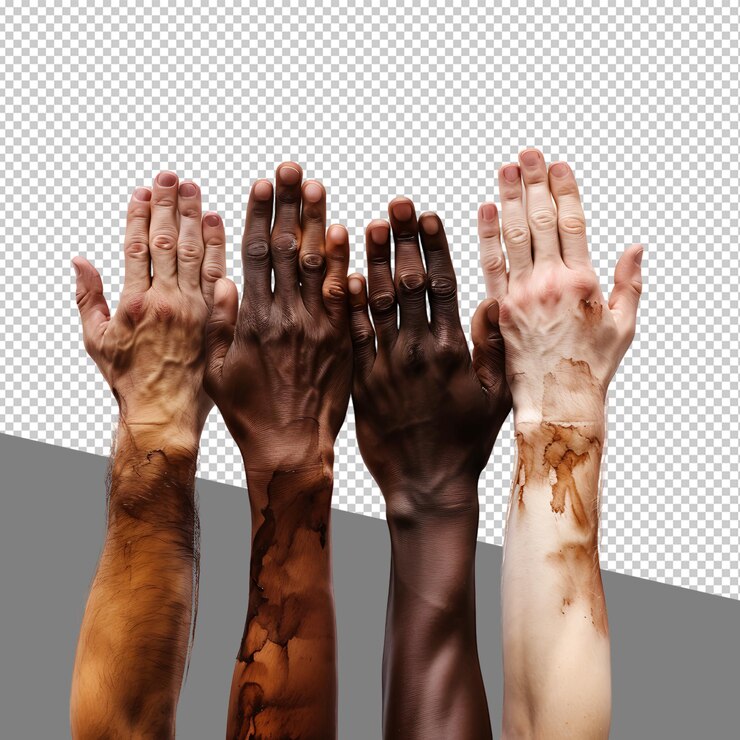PSD manos png trabajo en equipo aislado en fondo transparente