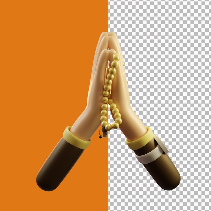 PSD manos rezando concepto de renderizado 3d