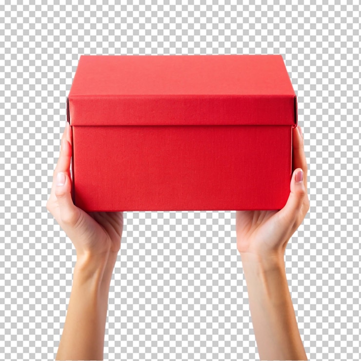 PSD manos sosteniendo una caja de regalos roja