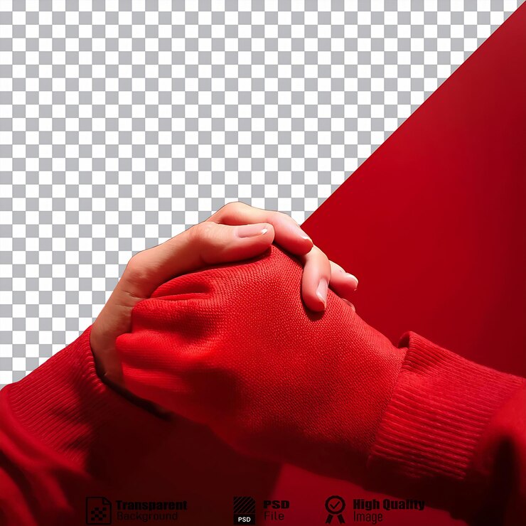 PSD las manos en el suéter rojo