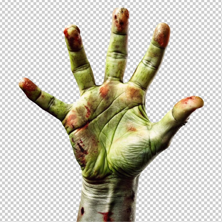 PSD manos de zombies en un fondo transparente