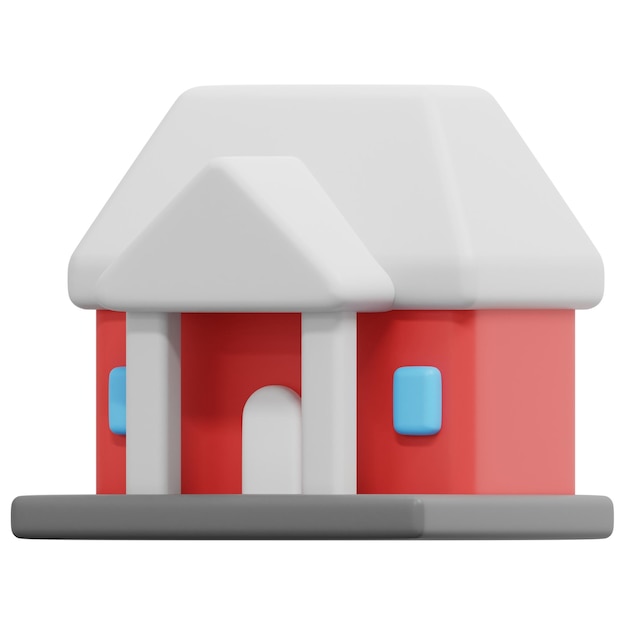 mansión 3d render icono ilustración