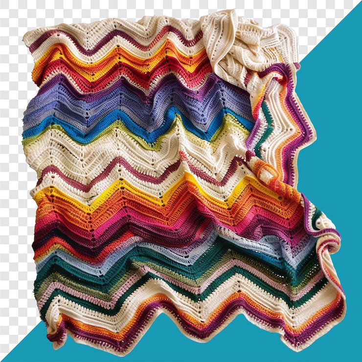 PSD una manta crochetada con fondo transparente generadora de imágenes aisladas de ia