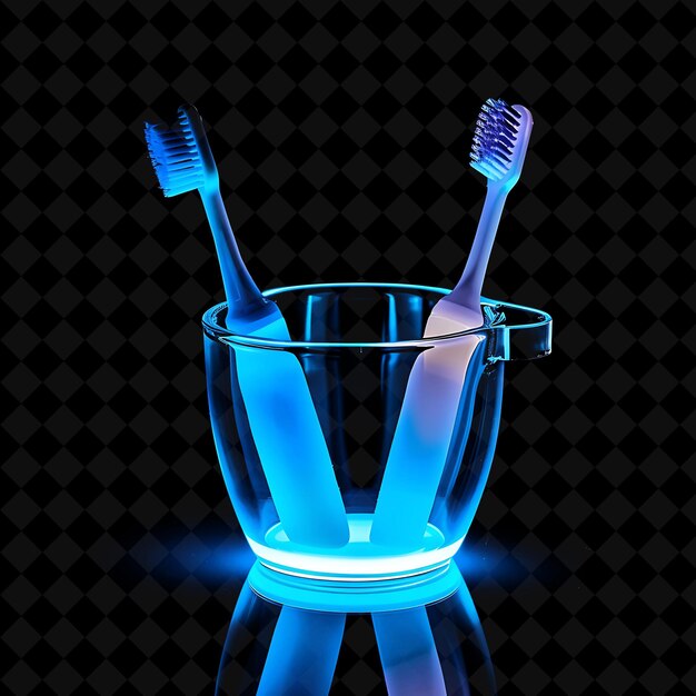 Mantenedor de cepillo de dientes con copa de succión hecha con polipropileno H Objeto de neón en fondo oscuro