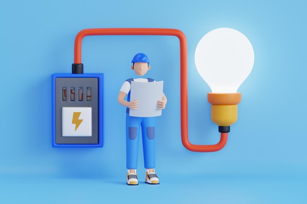 mantenimiento de la caja de electricidad por parte de un técnico electricista que comprueba la electricidad