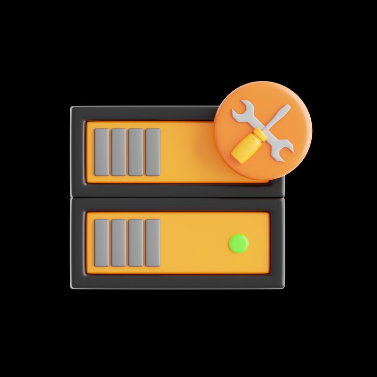 PSD mantenimiento de servidores de grandes datos 3d iconas de plantilla png