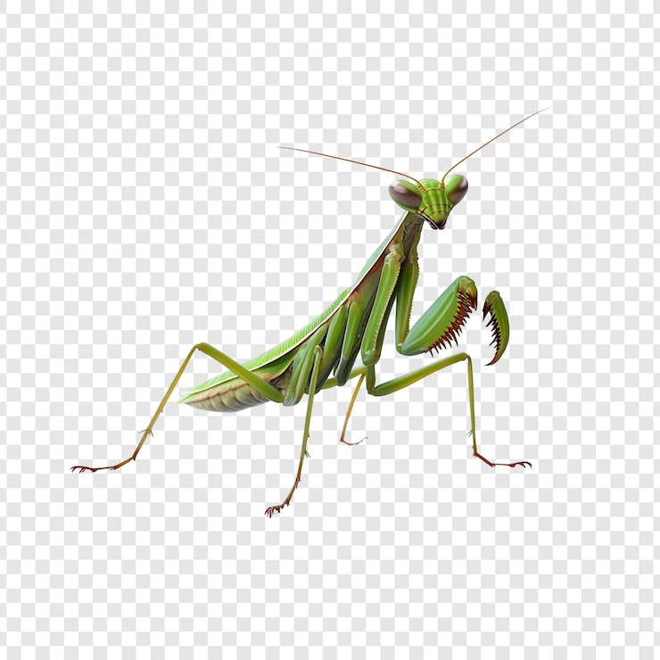 PSD la mantis de oración verde aislada