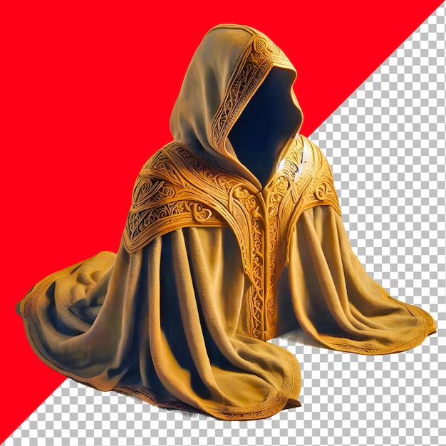 PSD manto medieval com capuz isolado em fundo transparente