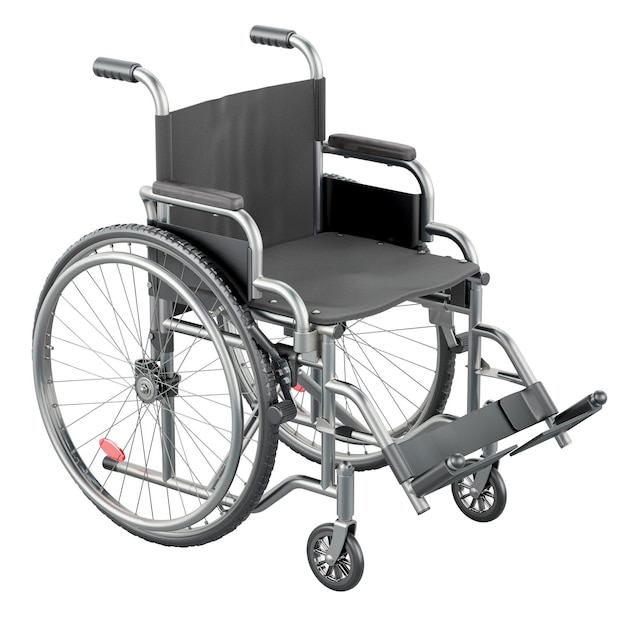 Manuelles 3D-Rendering für Rollstühle, isoliert auf durchsichtigem Hintergrund