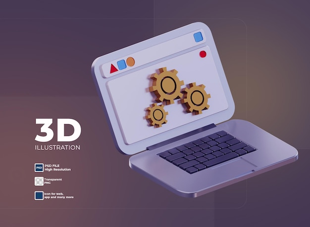 PSD manutenção de erro de computador 3d