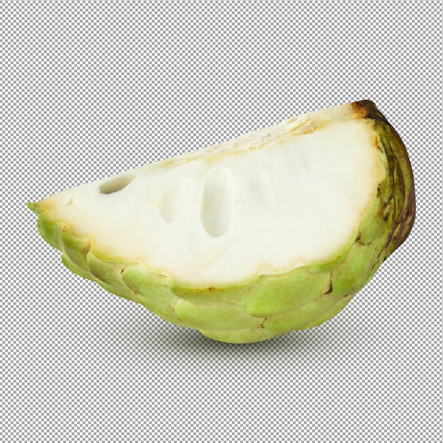 Manzana de azúcar o chirimoya entera fruta tropical exótica madura aislada sobre fondo alfa