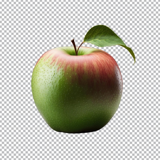 Una manzana entera está aislada en el camino de recorte de manzana fresca madura de fondo transparente