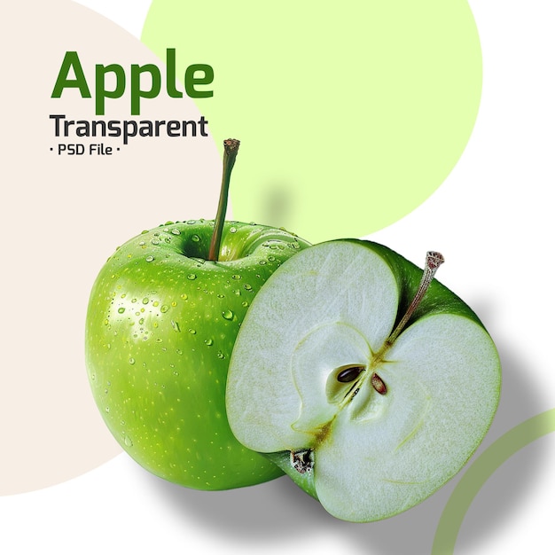 Manzana fresca roja y verde aislada con un fondo transparente