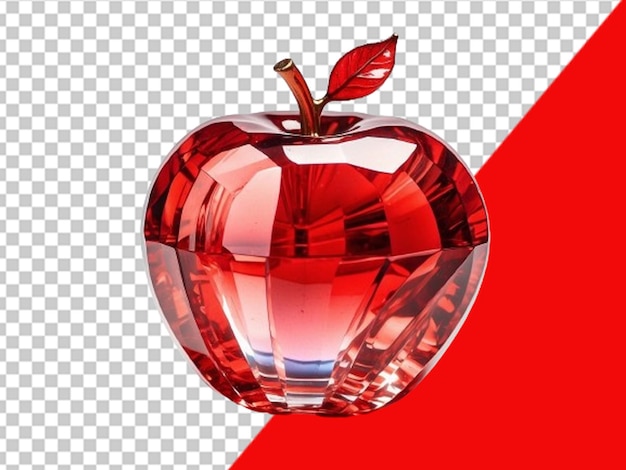 PSD manzana roja de cristal sobre un fondo transparente