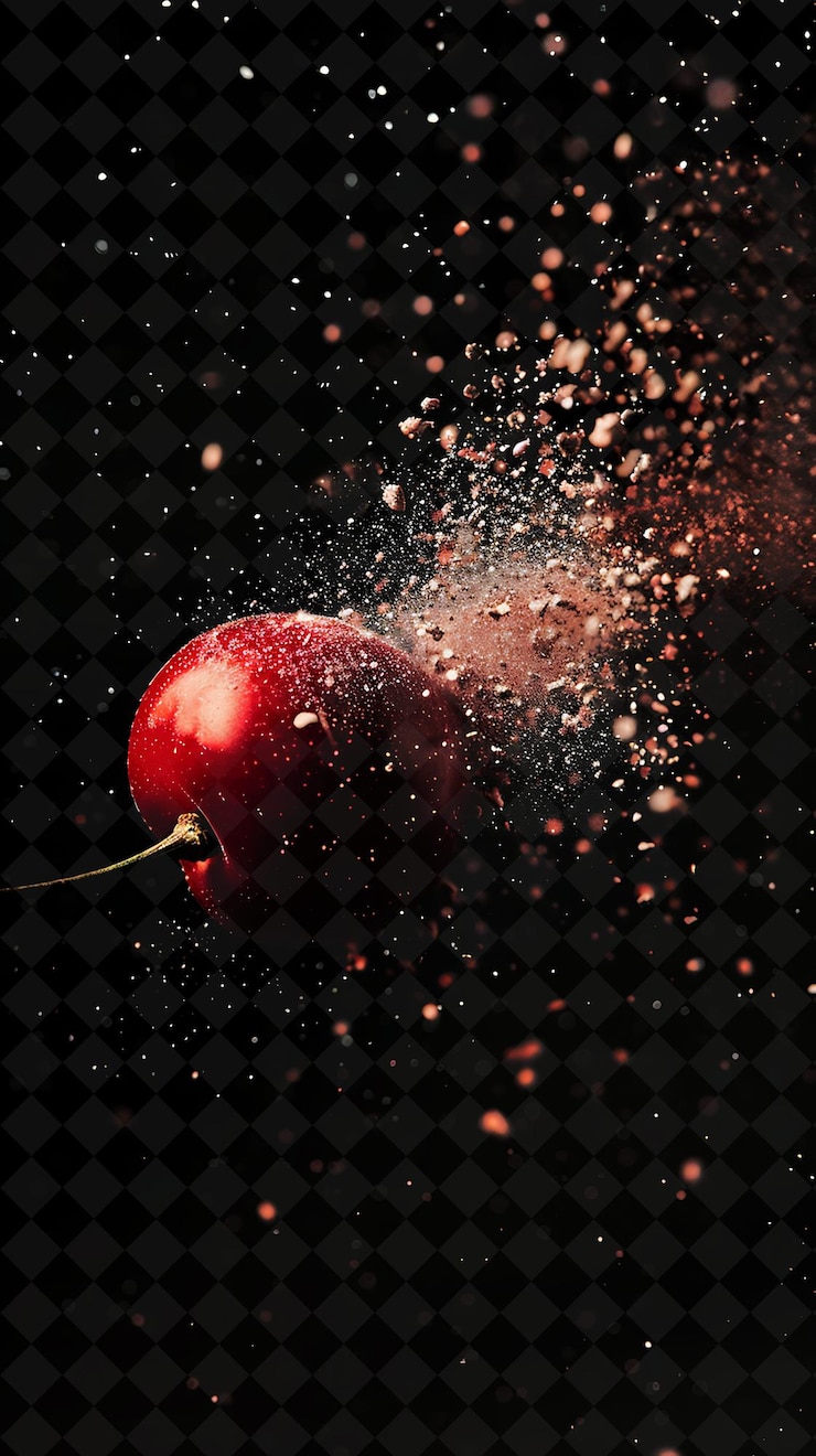 PSD una manzana roja está rociada con agua sobre un fondo negro