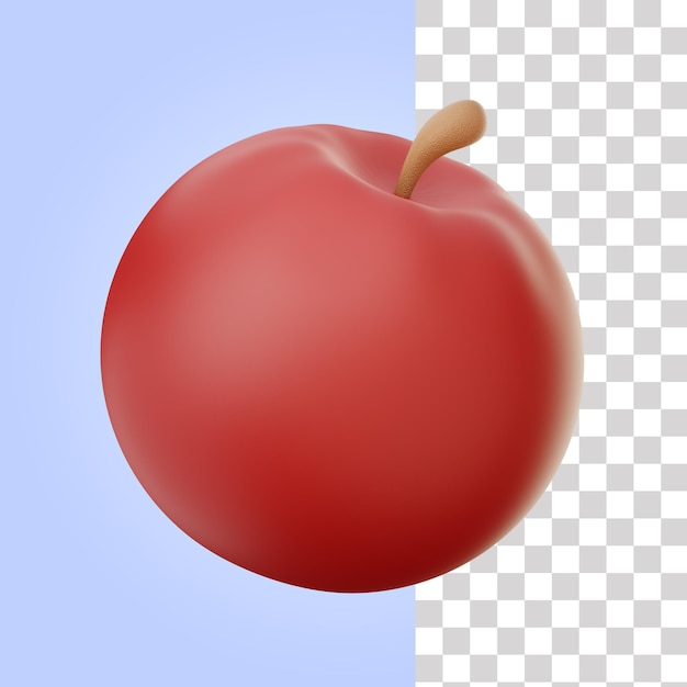 PSD manzana roja, fruta, 3d, ilustración