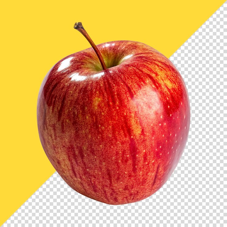 manzana roja vibrante sobre un fondo transparente