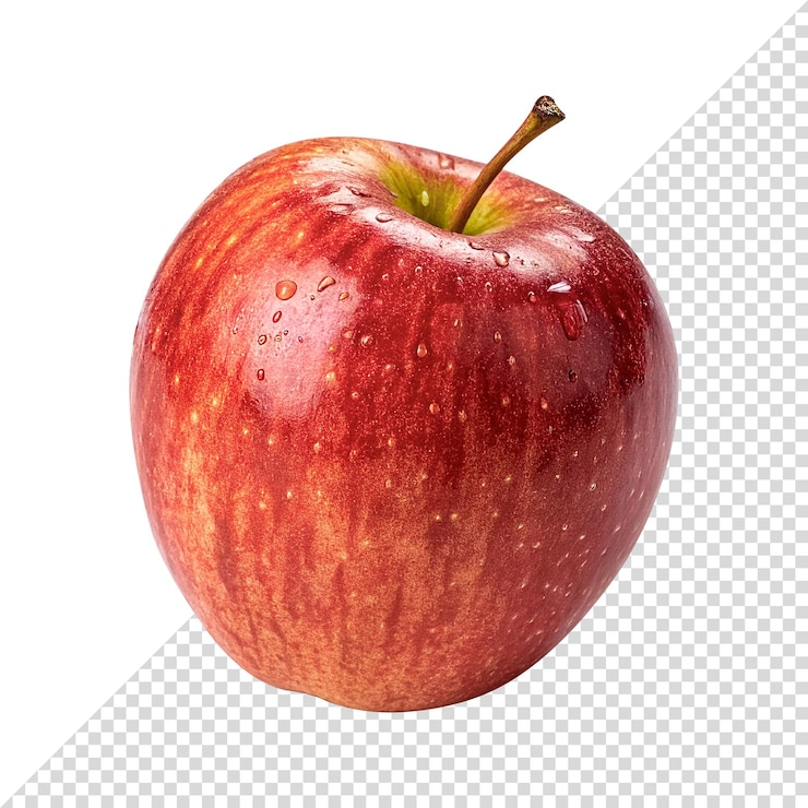 manzana roja vibrante sobre un fondo transparente