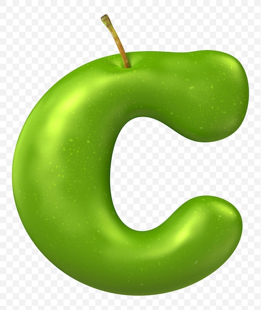 Manzana verde, alfabeto, letra c, aislado