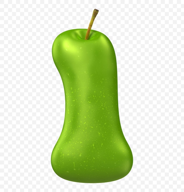 Manzana verde, alfabeto, número 1, aislado