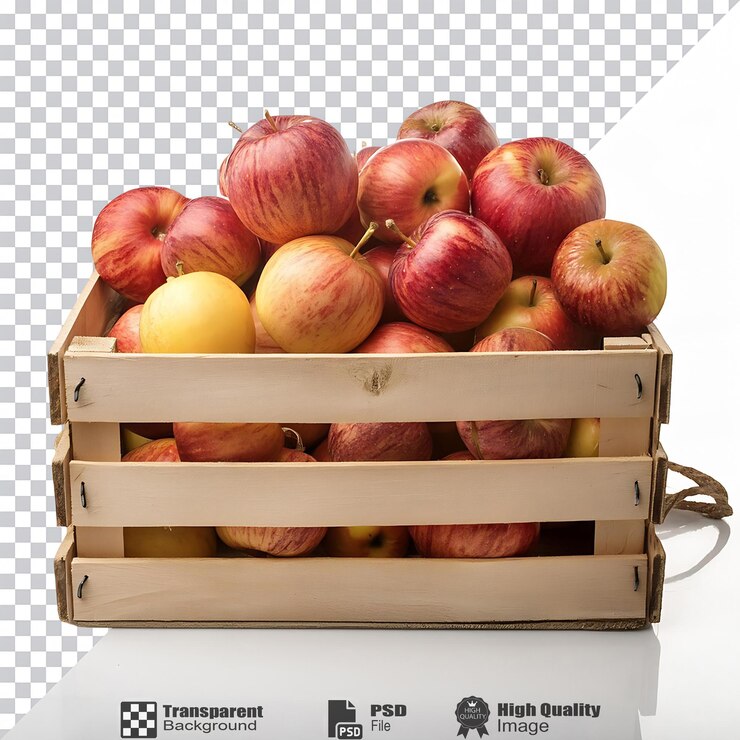 PSD manzanas en una caja de madera