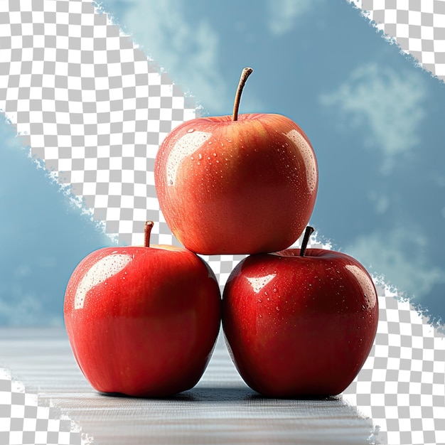 Manzanas rojas y mostradas sobre un fondo transparente.