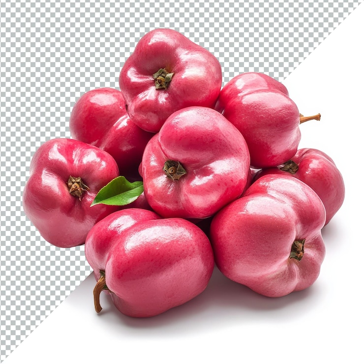 PSD manzanas rosadas frescas apiladas en un fondo transparente limpio que muestran su color rosado vibrante y su piel brillante manzanas rosas aisladas en fondo transparente