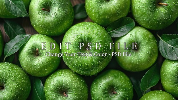 manzanas verdes con gotas de rocío