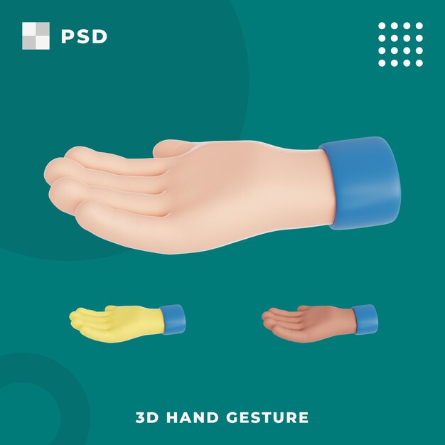 PSD mão 3d com gestur aberto