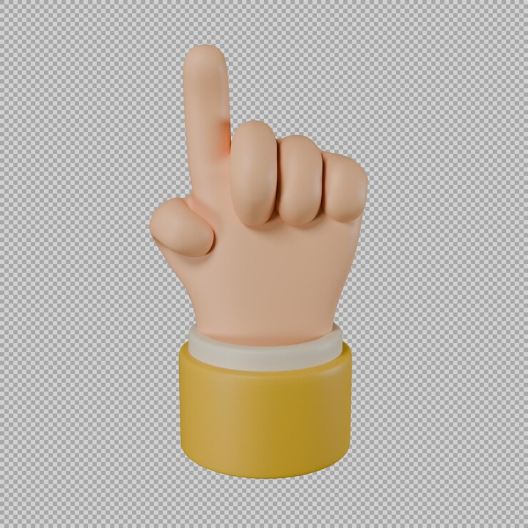 PSD mão 3d com um dedo para cima