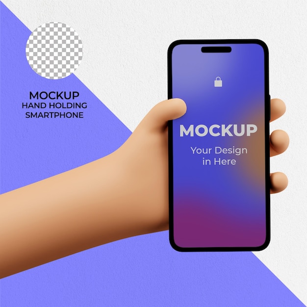 PSD mão 3d segurando maquete de smartphone
