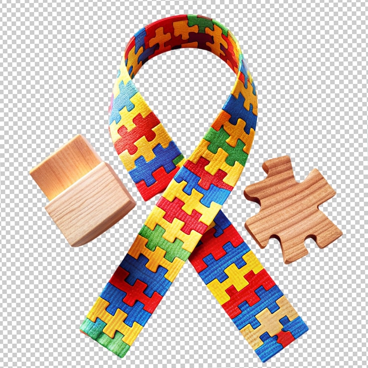 PSD mão de conscientização sobre o autismo com ilustração de quebra-cabeça