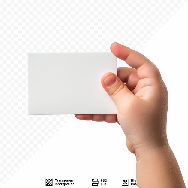 PSD mão de criança segurando alguns como um cartão em branco isolado em um fundo branco e isolado
