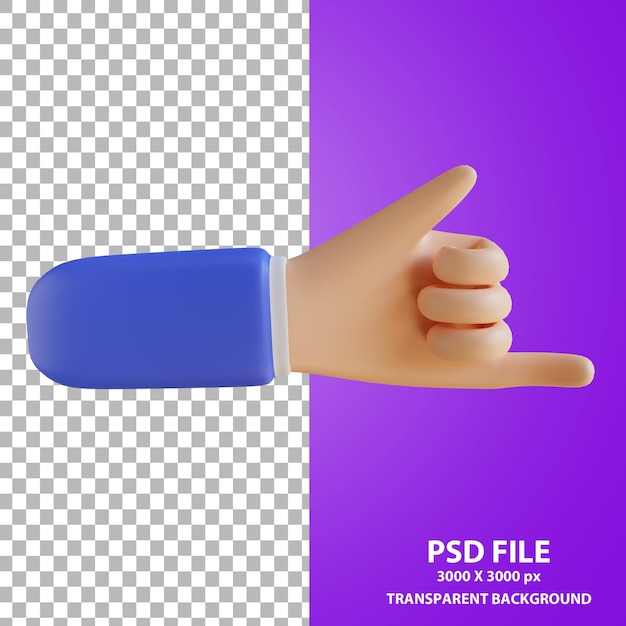 Mão de desenho animado posando renderização de metal 3d