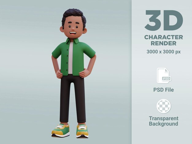 PSD mão de personagem masculino 3d no quadril