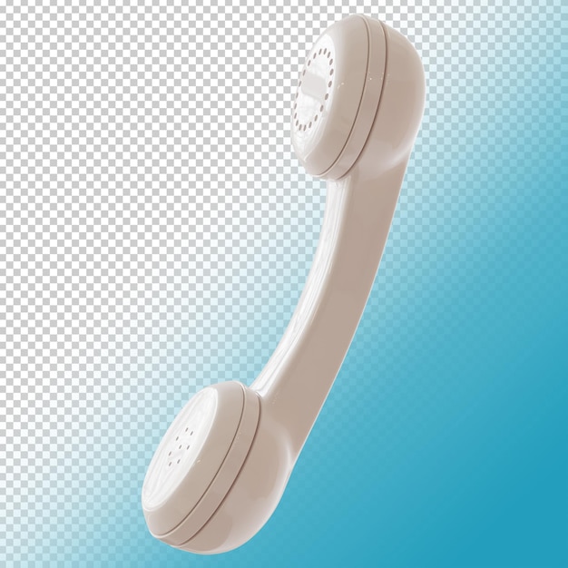 PSD mão de telefone vintage estilizada 3d em fundo transparente